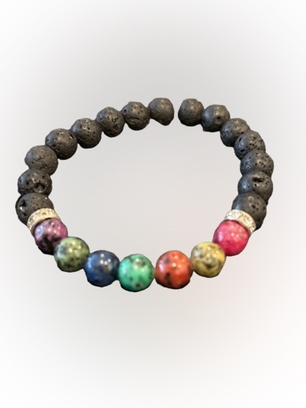Multicolor Lava Stone Beaded Bracelet - Unbranded